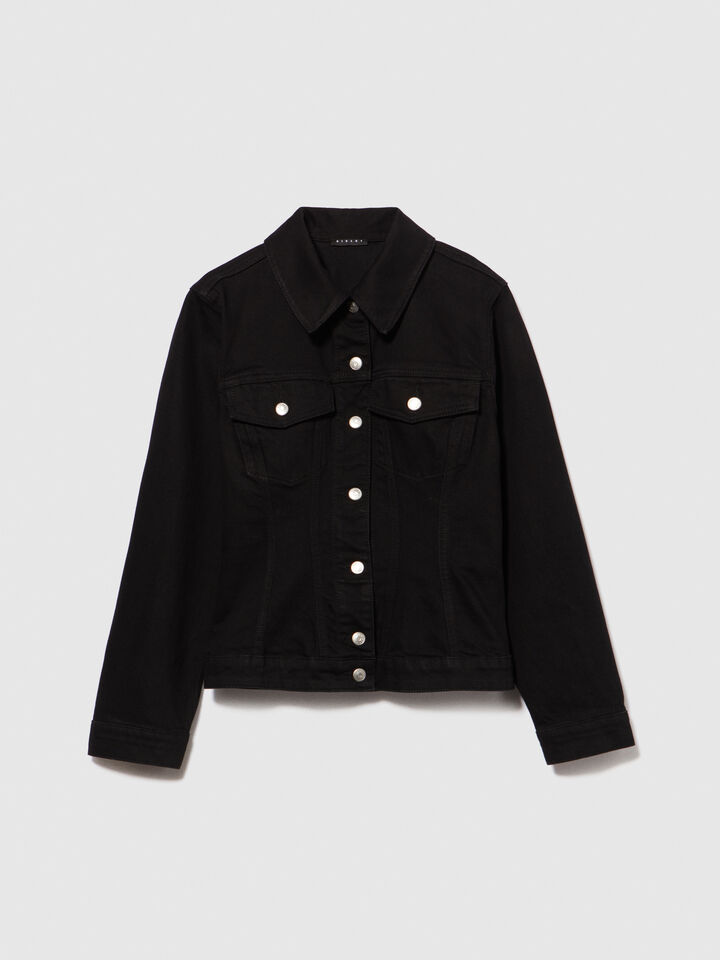 Slim fit denim jacket - women's jackets - Black | Sisley image number 6